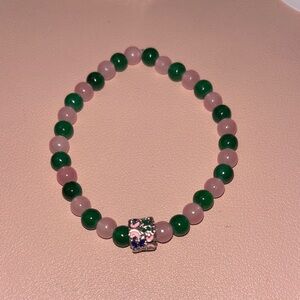 Elegant Green and Pink handcrafted bracelet